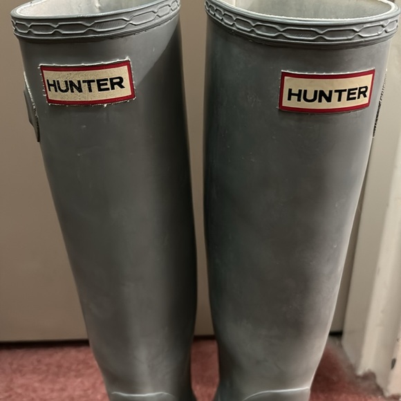 Hunter grey rubber knee high booots size 9 - Picture 2 of 7